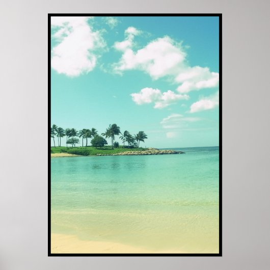 Tranquil en Serene Turquoise Beach in Hawaii Poster (Voorkant)