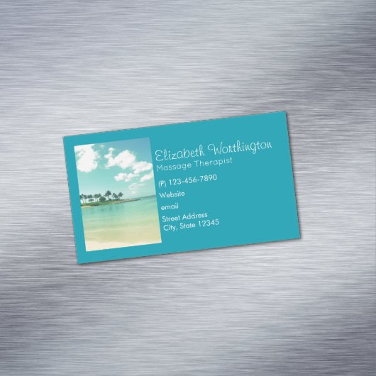 Tranquil en Serene Turquoise Beach in Hawaii Visitekaartje Magneet (Voorbeeld)