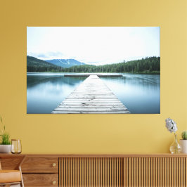 Tranquil Escape – Lakeside Dock Serenity Canvas Afdruk