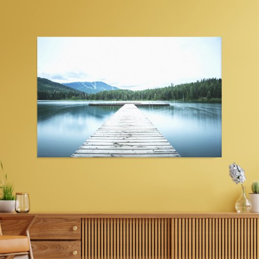 Tranquil Escape – Lakeside Dock Serenity Canvas Afdruk (Insitu (Woonkamer))