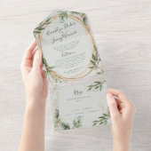 Tranquil Eucalyptus Elegant Green Breezy Zee All In One Uitnodiging (Afscheurbaar)