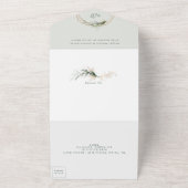 Tranquil Eucalyptus Elegant Green Breezy Zee All In One Uitnodiging (Buitenkant)