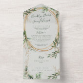 Tranquil Eucalyptus Elegant Green Breezy Zee All In One Uitnodiging (Binnen)