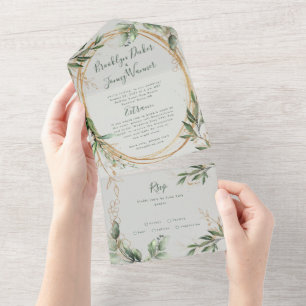 Tranquil Eucalyptus Elegant Green Breezy Zee All In One Uitnodiging