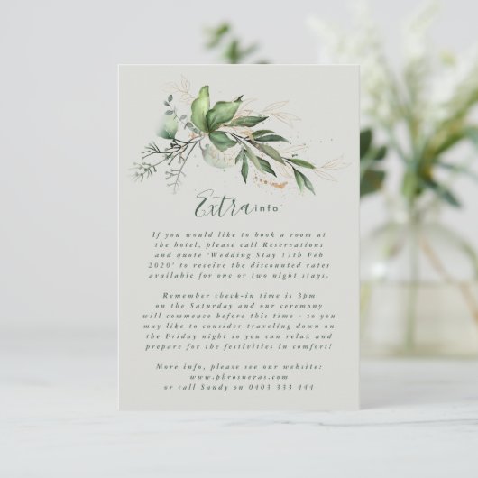 Tranquil Eucalyptus Elegant Green Breezy Zee Informatiekaartje (Staand voorkant)