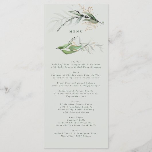 Tranquil Eucalyptus Elegant Green Breezy Zee Menu (Voorkant)