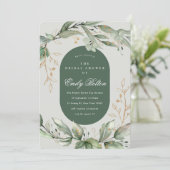 Tranquil Eucalyptus Green Breezy Zee Glass Bridal Kaart (Staand voorkant)