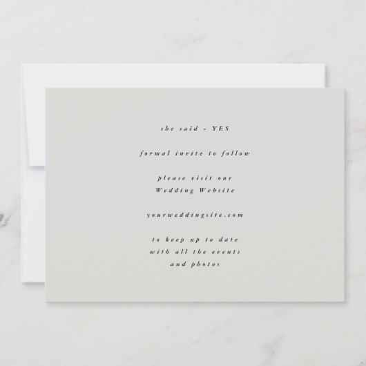 Tranquil Eucalyptus Green Breezy Zee Glass Photo Save The Date (Achterkant)