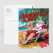 Tranquil Evening: Kerstman Genieten Bier in stoel Briefkaart (Voorkant / Achterkant)