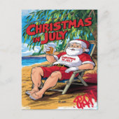 Tranquil Evening: Kerstman Genieten Bier in stoel Briefkaart (Voorkant)