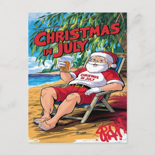 Tranquil Evening: Kerstman Genieten Bier in stoel Briefkaart (Voorkant)