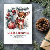 Tranquil Fawn Snowy Forest Christmas Greeting Card Feestdagenkaart