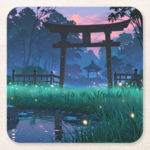 Tranquil Fireflies - Japanse tuin Kartonnen Onderzetters