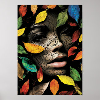 "Tranquil Foliage: Woman's Portrait" is een pracht Poster