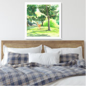 Tranquil Forest Herten Waterverf Kunst Canvas Afdruk (Insitu (Slaapkamer))