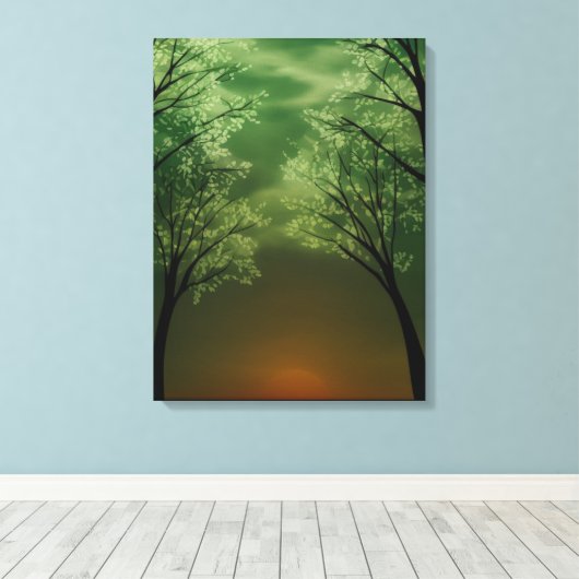 Tranquil Forest in de schemering Canvas Afdruk (Insitu (Houten vloer))