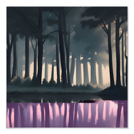 Tranquil Forest Lake Foto Afdruk (Voorkant)