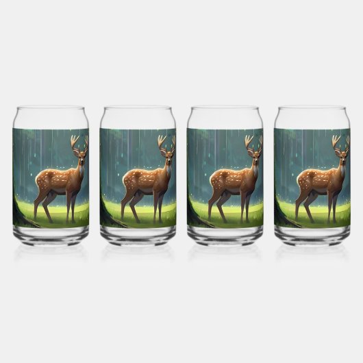 Tranquil Forest Serenity: Herten grazen Blikvorm Glas (Achterkant)
