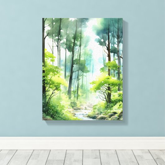 Tranquil Forest Stream Canvas Afdruk (Insitu (Houten vloer))
