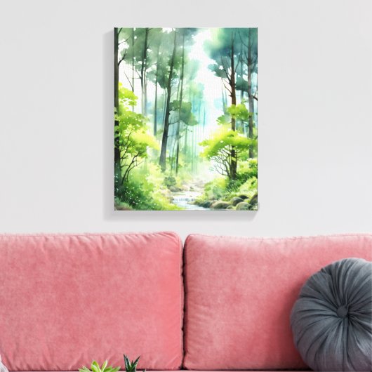 Tranquil Forest Stream Canvas Afdruk (Insitu (Woonkamer))