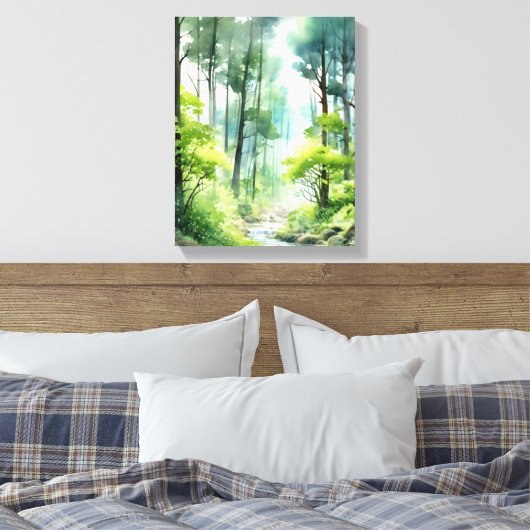 Tranquil Forest Stream Canvas Afdruk (Insitu (Slaapkamer))
