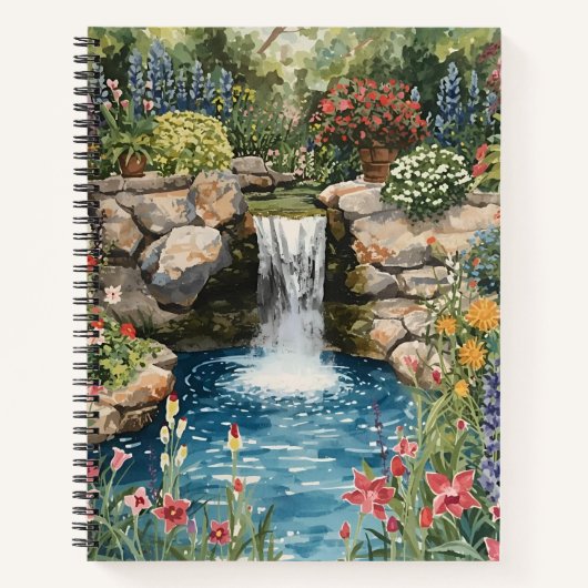 Tranquil Garden Waterfall Spiral Notebook Notitieboek (Voorkant)