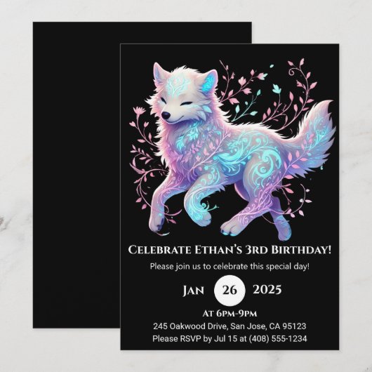 Tranquil Garden Wolf Birthday Kaart (Voorkant / Achterkant)