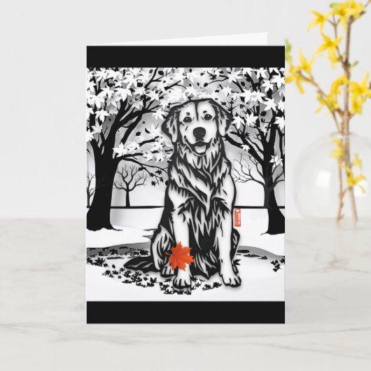 TRANQUIL GLEN Golden Retriever Wenskaart Kaart (Gele Bloem)