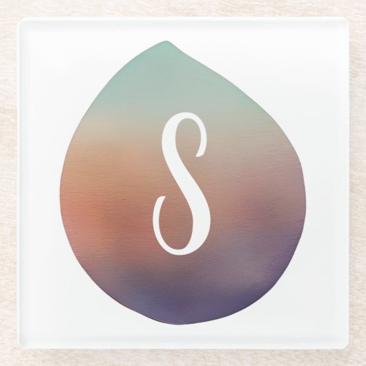 Tranquil Gradient Teardrop Glazen Onderzetter (Voorkant)