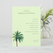 Tranquil Green Palm Tree Wedding Ceremony Schedule Programmakaart (Staand voorkant)