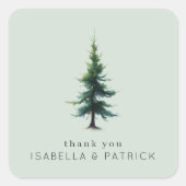 Tranquil Green Watercolor Tree Vierkante Sticker (Voorkant)