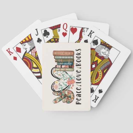 Tranquil Harmony: Vrede, Liefde en Boeken Pokerkaarten (Achterkant)
