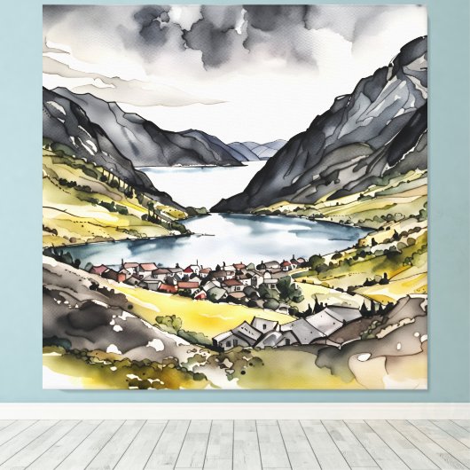 Tranquil Haven door de Noorse fjorden Canvas Afdruk (Insitu (Houten vloer))