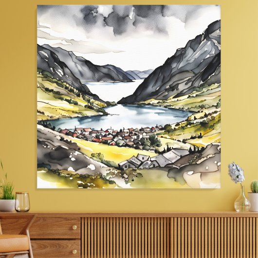 Tranquil Haven door de Noorse fjorden Canvas Afdruk (Insitu (Woonkamer))