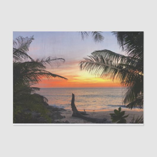 Tranquil Hawaiian Tropical Island Beach Sunset Tissuepapier (Voorkant)