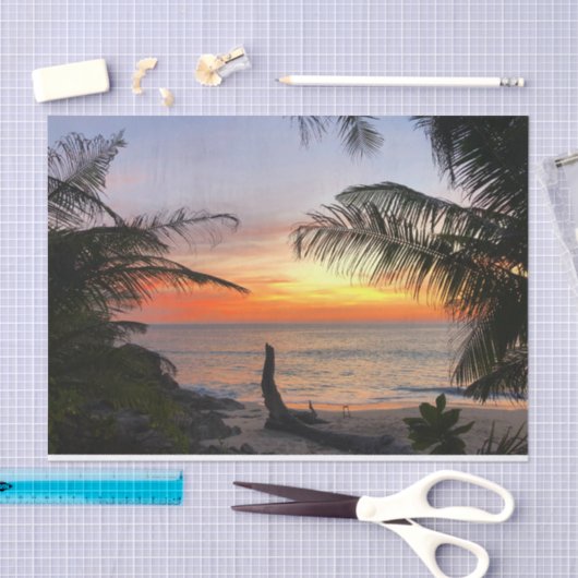 Tranquil Hawaiian Tropical Island Beach Sunset Tissuepapier (Craft)