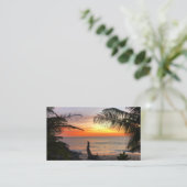 Tranquil Hawaiian Tropical Island Beach Sunset Visitekaartje (Staand voorkant)