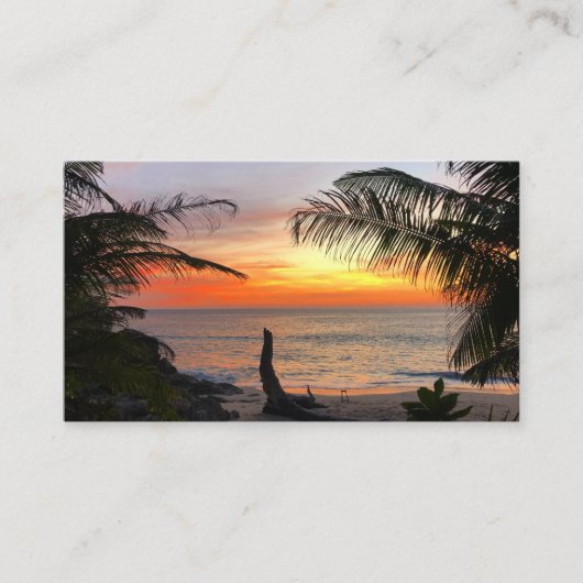 Tranquil Hawaiian Tropical Island Beach Sunset Visitekaartje (Voorkant)