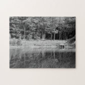 Tranquil Herfst Pond Uitzicht Vist Dock Family Fun Legpuzzel (Horizontaal)