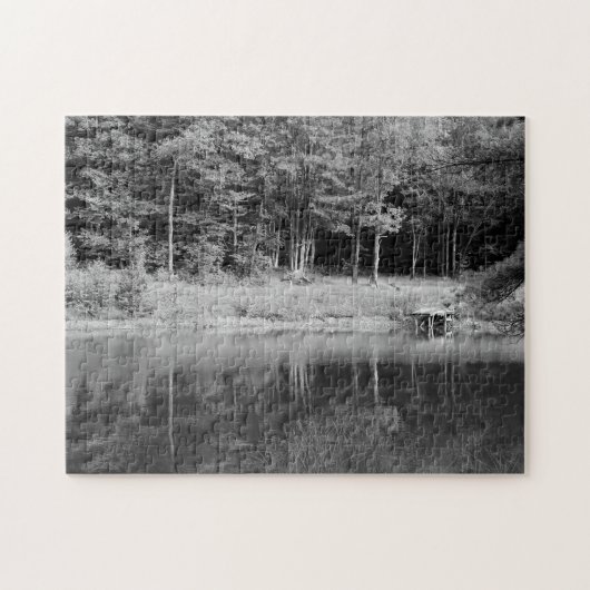Tranquil Herfst Pond Uitzicht Vist Dock Family Fun Legpuzzel (Horizontaal)