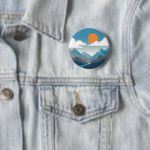 Tranquil Horizon | Minimaal berglandschapskunst Ronde Button 5,7 Cm (In situ)