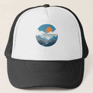 Tranquil Horizon Minimaal berglandschapskunst Trucker Pet