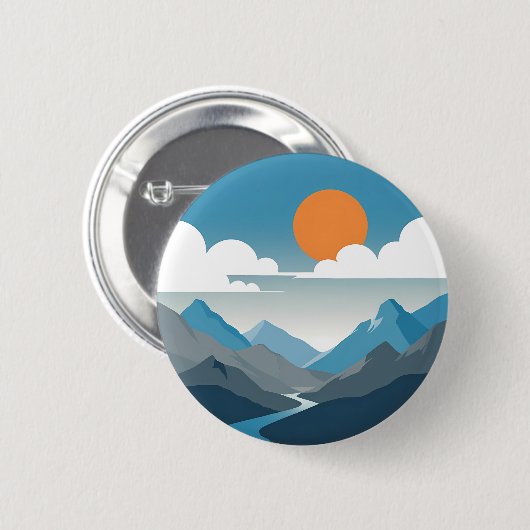 Tranquil Horizon | Minimal Mountain Landscape Art Ronde Button 5,7 Cm (Voorkant /achterkant)