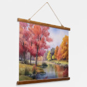 Tranquil Japanse herfst vijver Hangend Wandkleed (Gebogen)