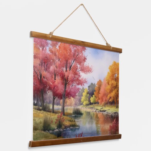 Tranquil Japanse herfst vijver Hangend Wandkleed (Gebogen)