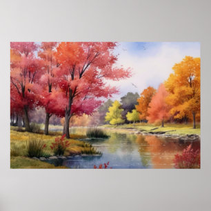 Tranquil Japanse herfst vijver Poster
