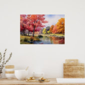 Tranquil Japanse herfst vijver Poster (Keuken)