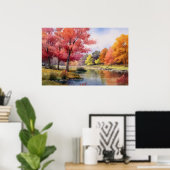 Tranquil Japanse herfst vijver Poster (Thuiskantoor)