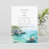 Tranquil Kustkust Blauwgroen Water Lagoon Bruiloft Kaart (Staand voorkant)