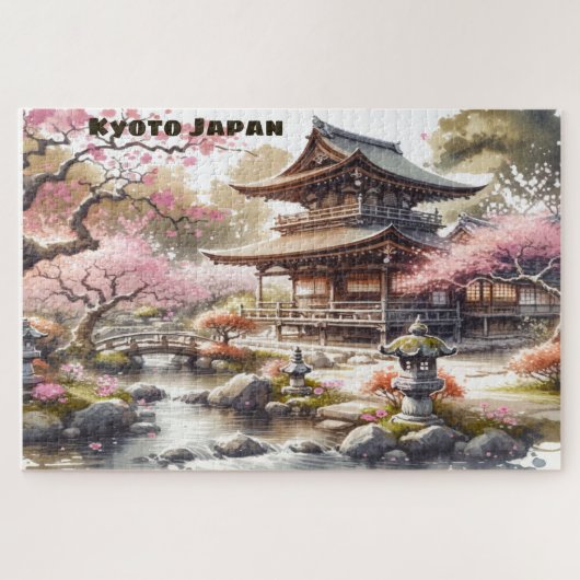 Tranquil Kyoto Japan Waterverf Sketch | Legpuzzel (Horizontaal)